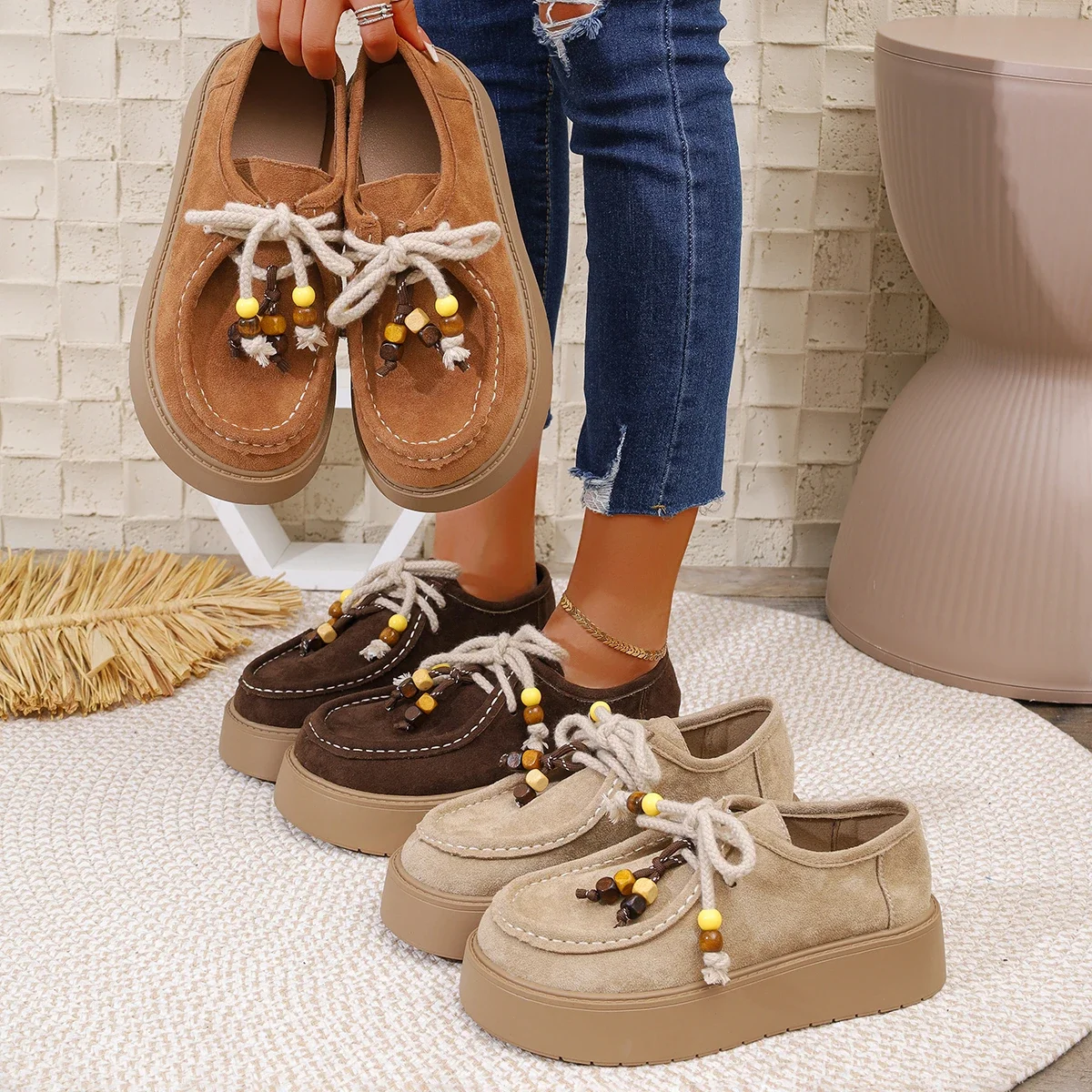 

Women Flats Platform Shoes 2025 Comfortable Casual Sneakers Fashion Walking Designer Shoes Women Lace Up Sport Sneakers Autumn