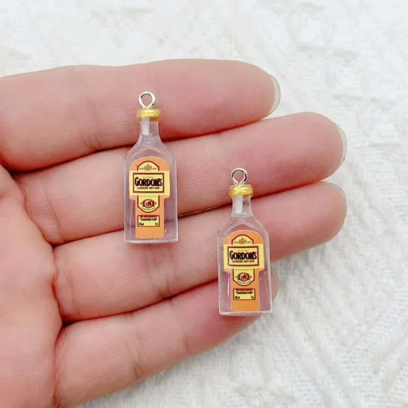 10pcs Mini Alcoholic Drink Bottle Resin Charms Popular Wine Bottles Pendant For Earring Keychain diy Cute Jewelry Making