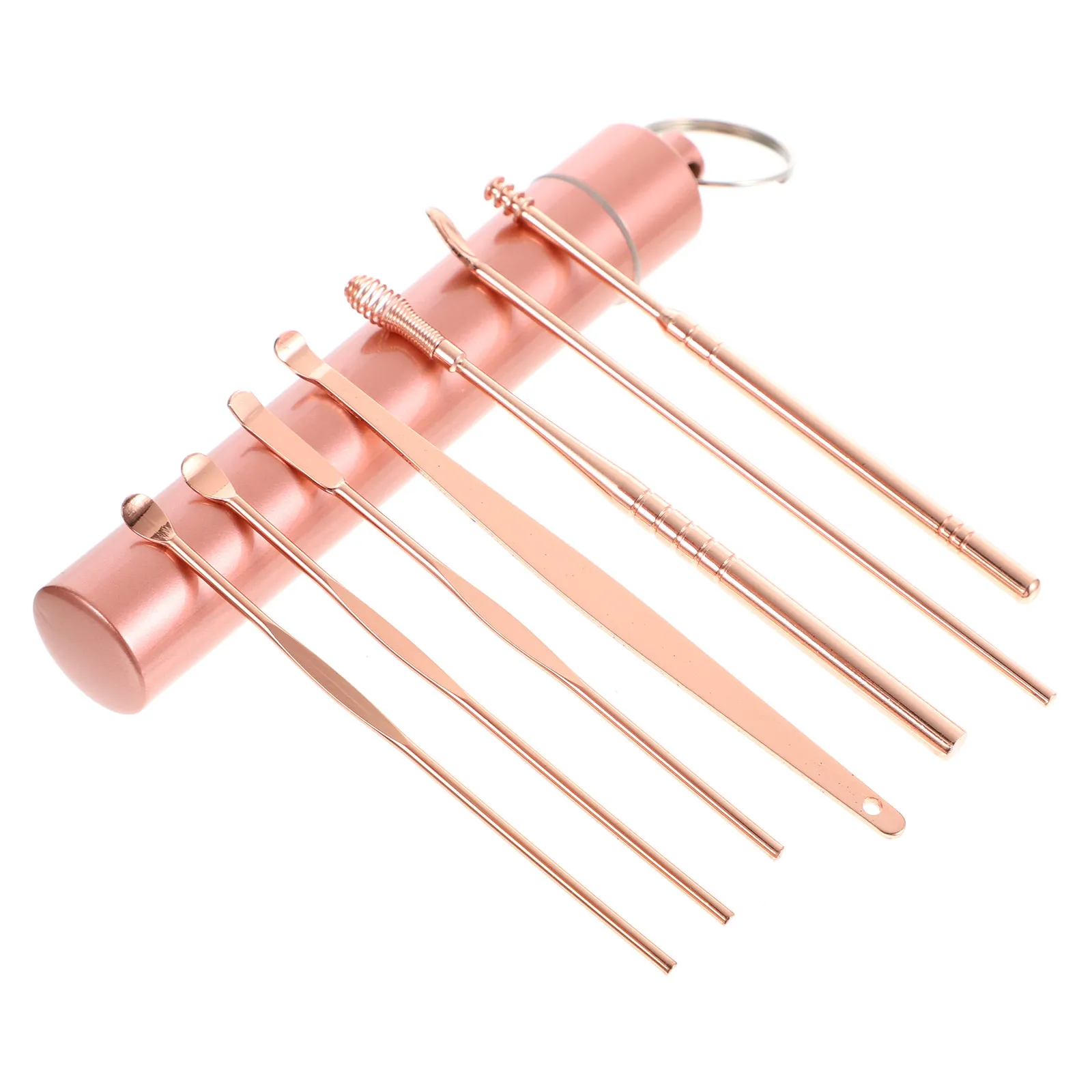 7Pcs Portable Stainless Steel Earwax Cleaning Tools Ear Wax Removal Tool For Travel Toiletry Kit Spoons Polished