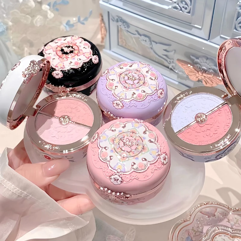 Flower Knows Butterfly Cloud Collar Collection Cosmetic 2Color Blush Brighten Expand Color Matte Cheek Rouge Box Delicate Makeup