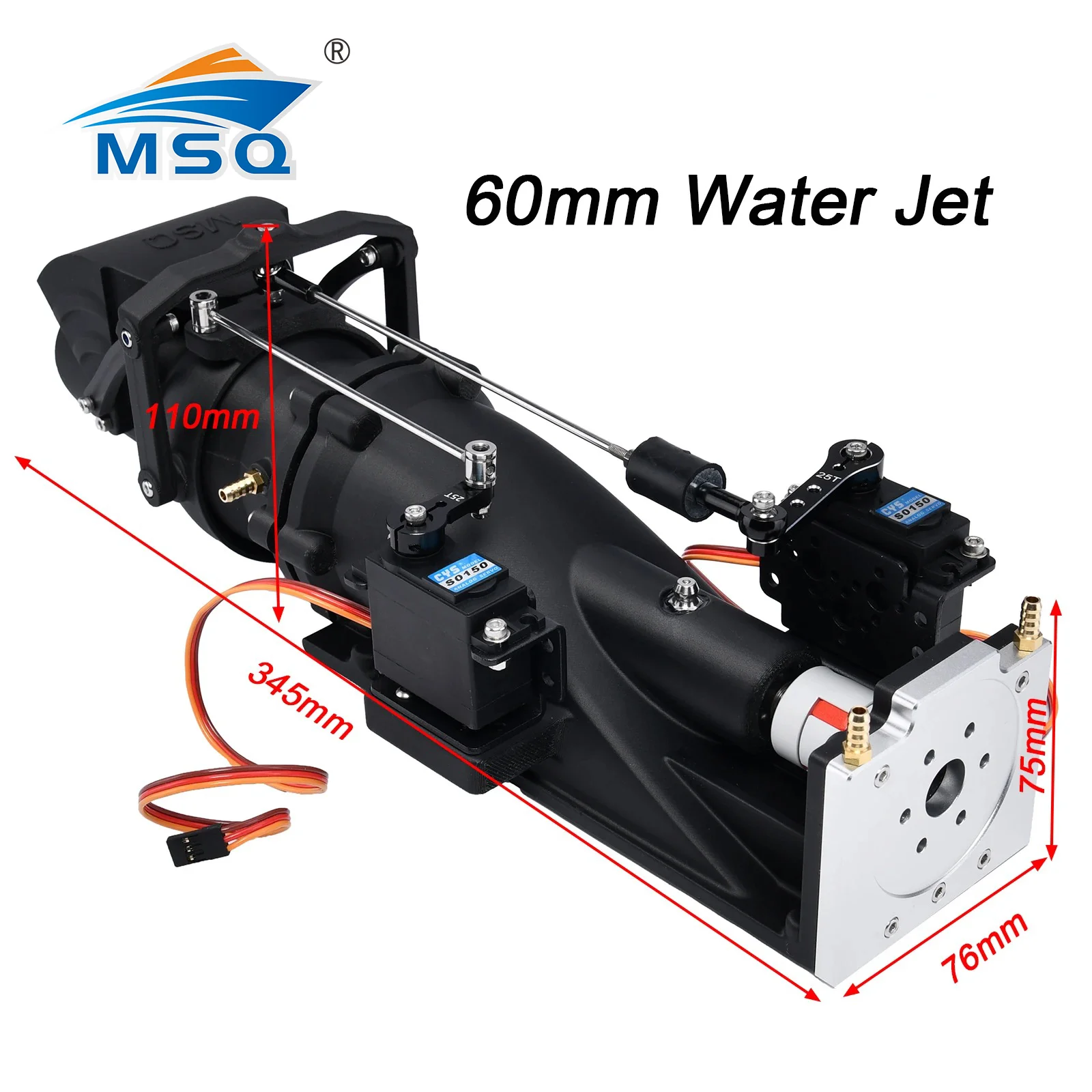 

MSQ 60mm Water Jet With 2 blades CNC Propeller Water Thruster With Reverse Buckle 6mm Shaft /8mm Coupling