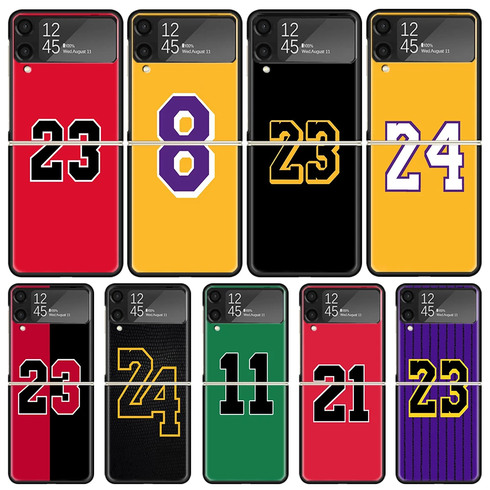 Basketball 23 24 8 Number Phone Case For Samsung Galaxy Z Flip3 Flip4 Flip5 Flip6 PC Shell For Z Flip 3 4 5 6 Hard Folding Art C