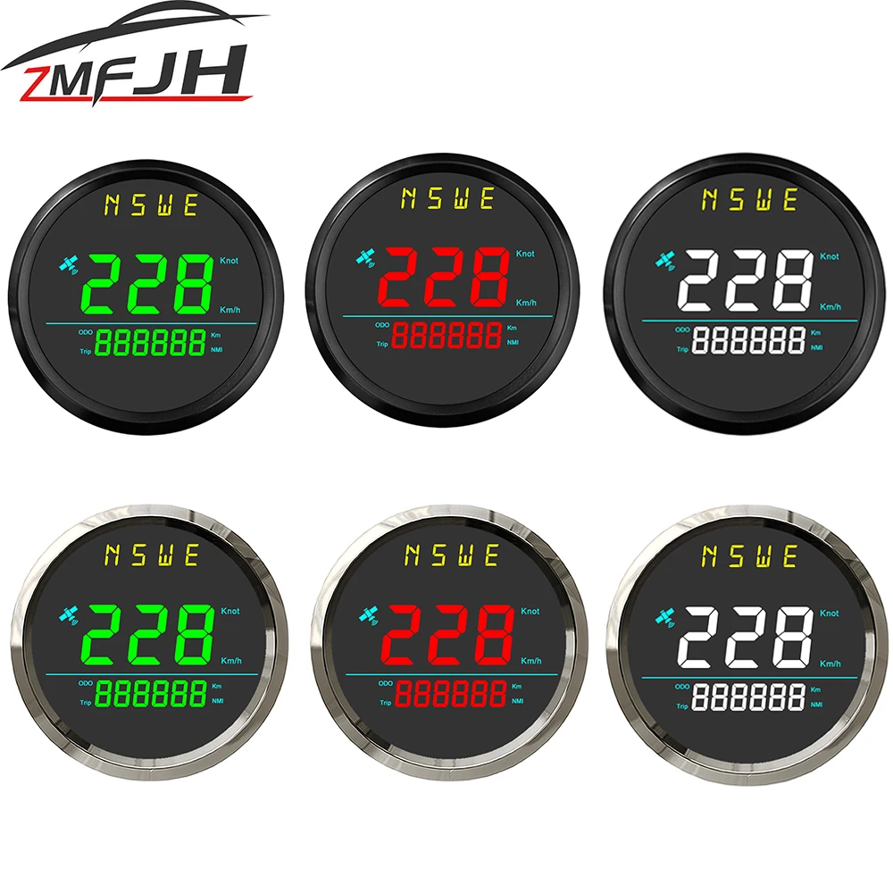 85mm Digital GPS Speedometer Gauge Knots KMH Trip Odometer Compass Waterproof LED Light Speed Meter For Marine Boat Customized