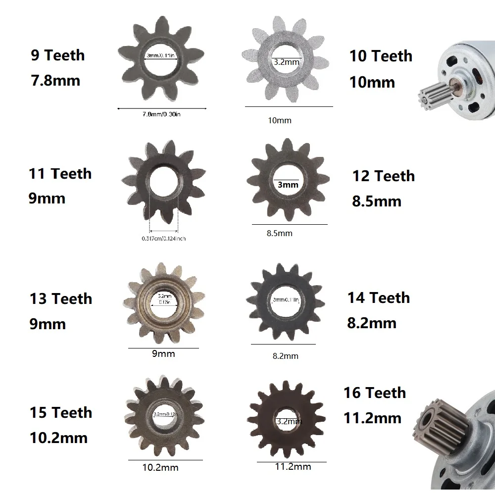 1 Stück/5 Stück/10 Stück 9–16 Zähne austauschbares Motorgetriebe für RS550-Gleichstrommotoren 10,8 V / 12 V / 14,4 V / 16,8 V / 18 V / 21 V / 25 V