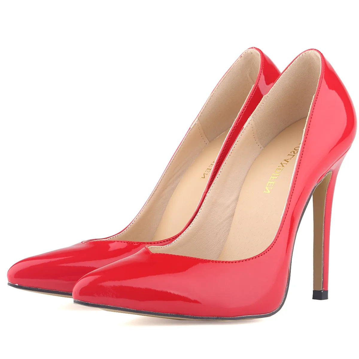 

New Fashion Women Patent Pu Leather Shoes Professional Shallow Mouth Comfortable Thin High Heels Summer Pointed Toe Pumps A0079