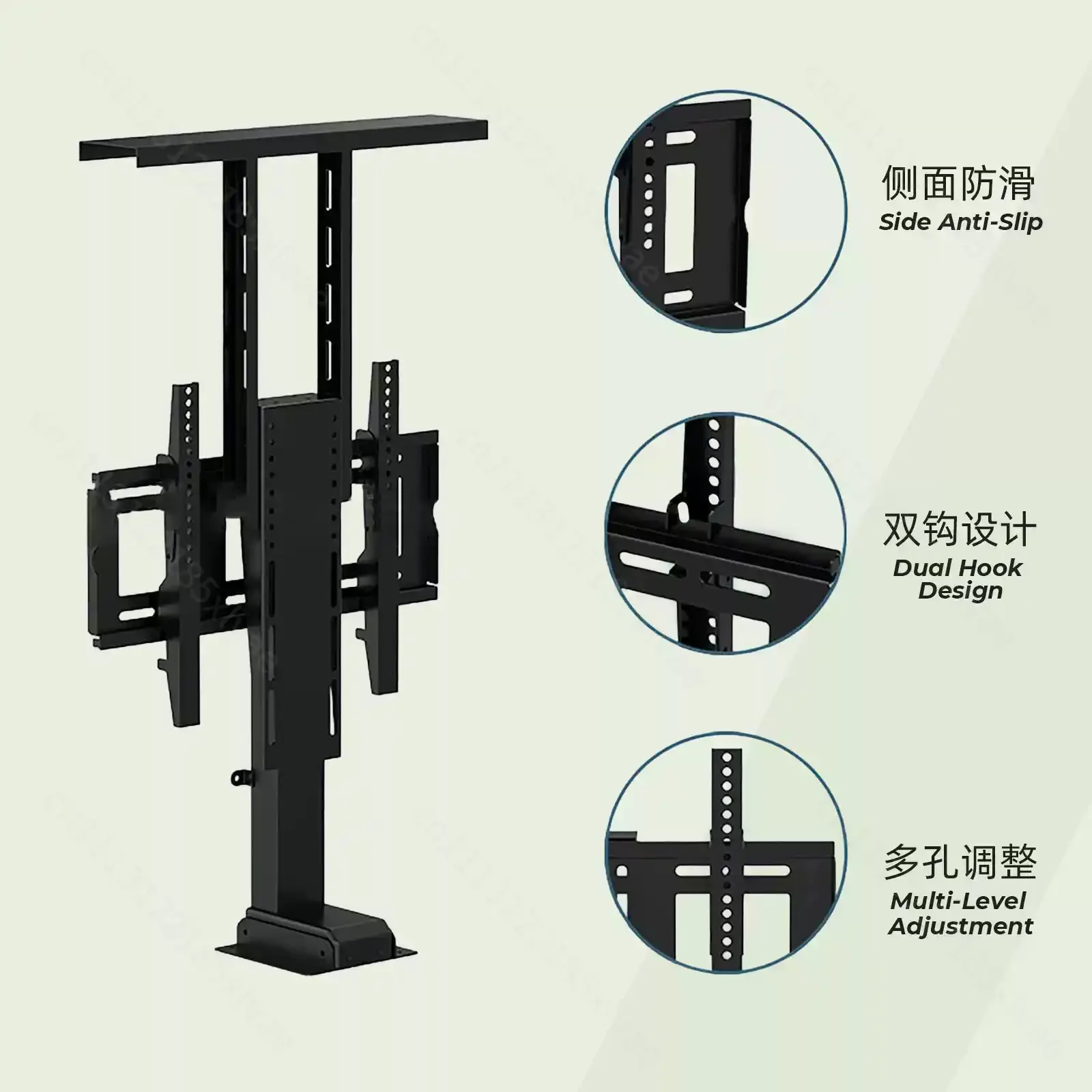 32 80 Inches Motorized Hidden TV Cabinet Lift, Electrically Height Adjustable TV Bracket With Remote Control