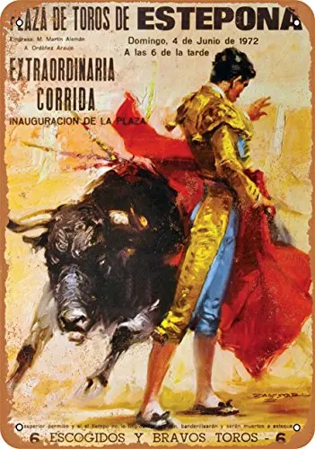 Wall-Color  Metal Sign - 1972 Bullfighting in Spain - Vintage Look