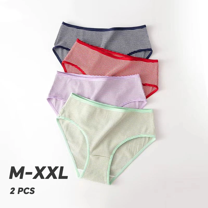 

2 PCS Women Plus Size Underwear Spring Autumn Warm Breathable Panties Female Mid Waist Sexy Breifs Casual Lngerie Ropa Interior