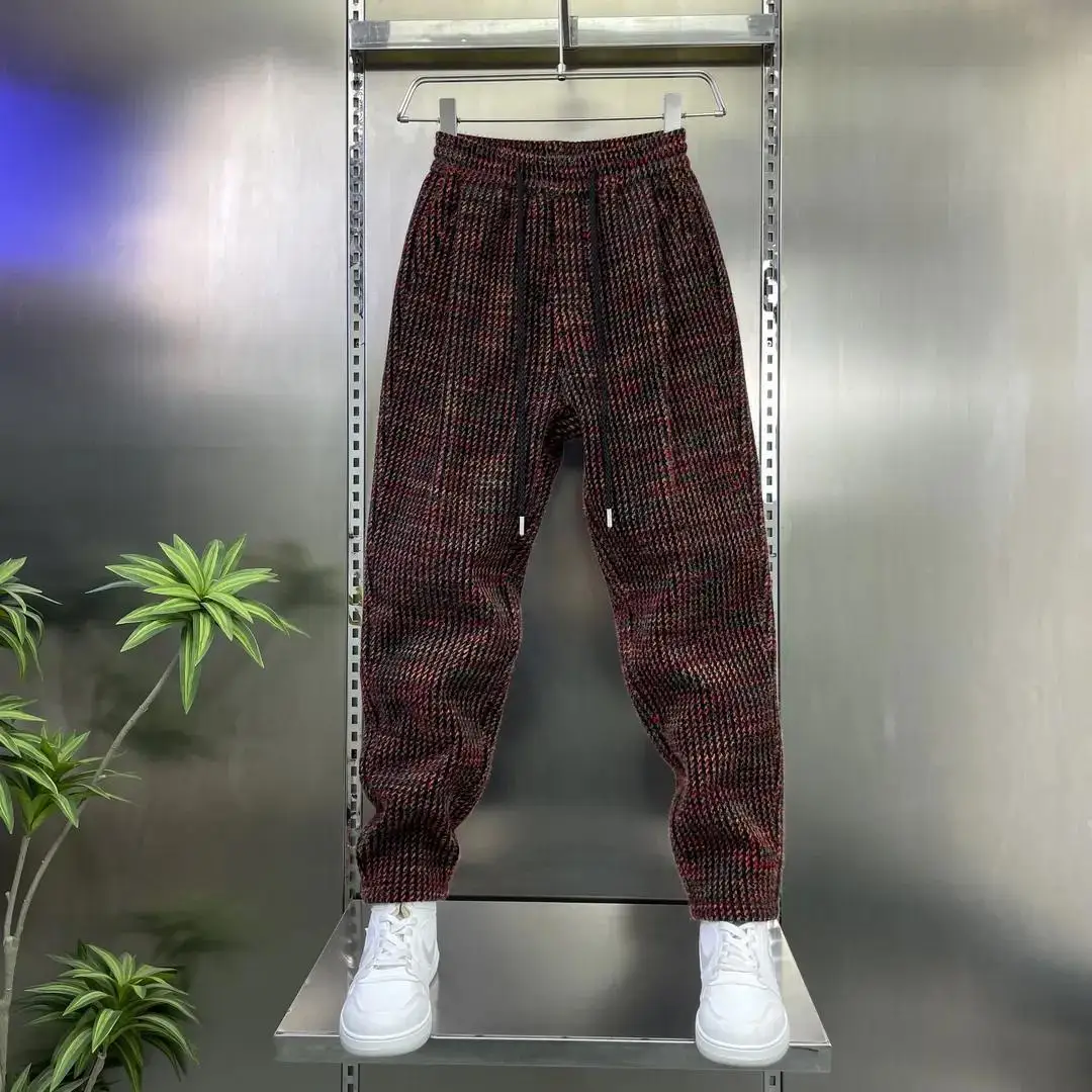 

Модные зимние мужские повседневные брюки, универсальные, роскошные, легкие, стильные, свободного кроя, со средней талией, спортивные брюки