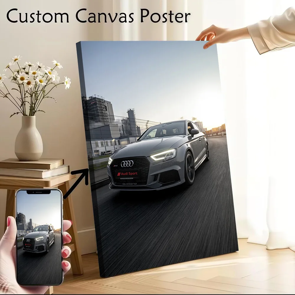 

German Car RS3 Sedan Printed Canvas Poster Custom Pictures Wall Art Canvas Painting for Interior Decoration Decorative Paintings