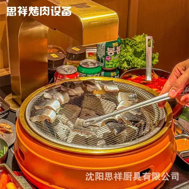 Commercial Korean BBQ Stove Round Charcoal Grill Portable Carbon Fire Oven Outdoor Camping Barbecue Pot Clay Design for