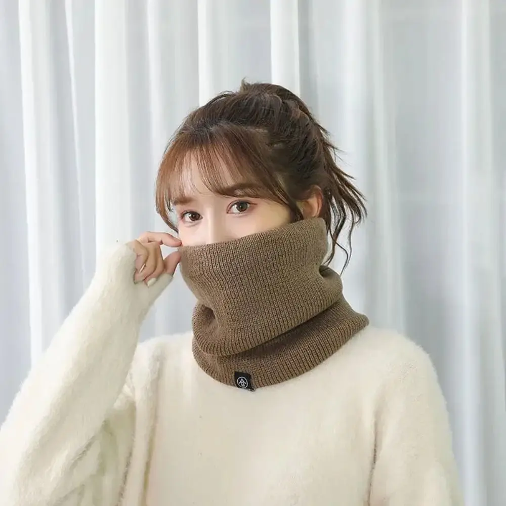 Soft Neck Warmer Winter Windproof Scarf Solid Color Windproof Cashmere Winter Ring Scarf Warm Thick Plush Warm Winter Ring Scarf