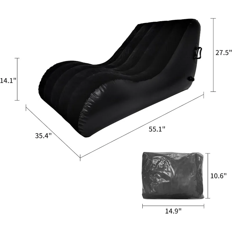 Chaise Lounger Inflatable Sofa Air Chair Portable Leisure Lounger S-Shaped with Air Pump for Indoor Living Room Bedroom