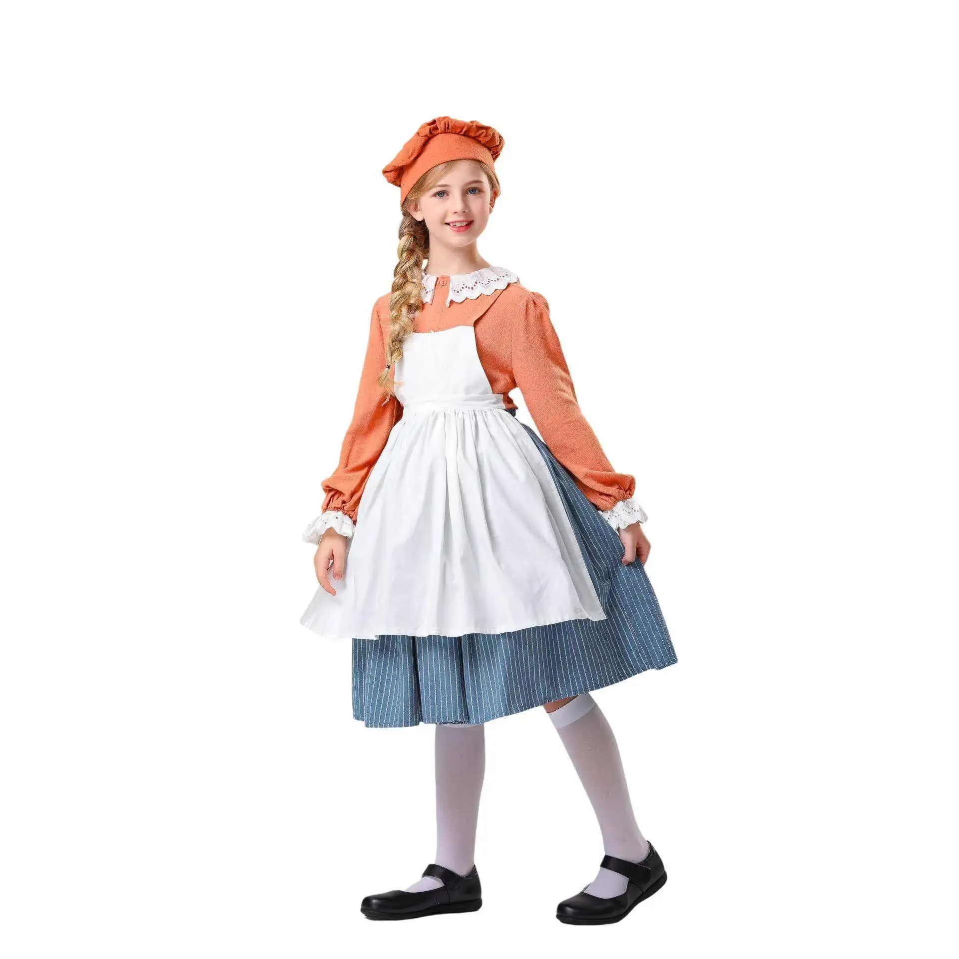 레트로 할로윈 의상 아동 무대 공연 의상 시골 스타일 민속 의상 레트로 테마 파티 의상