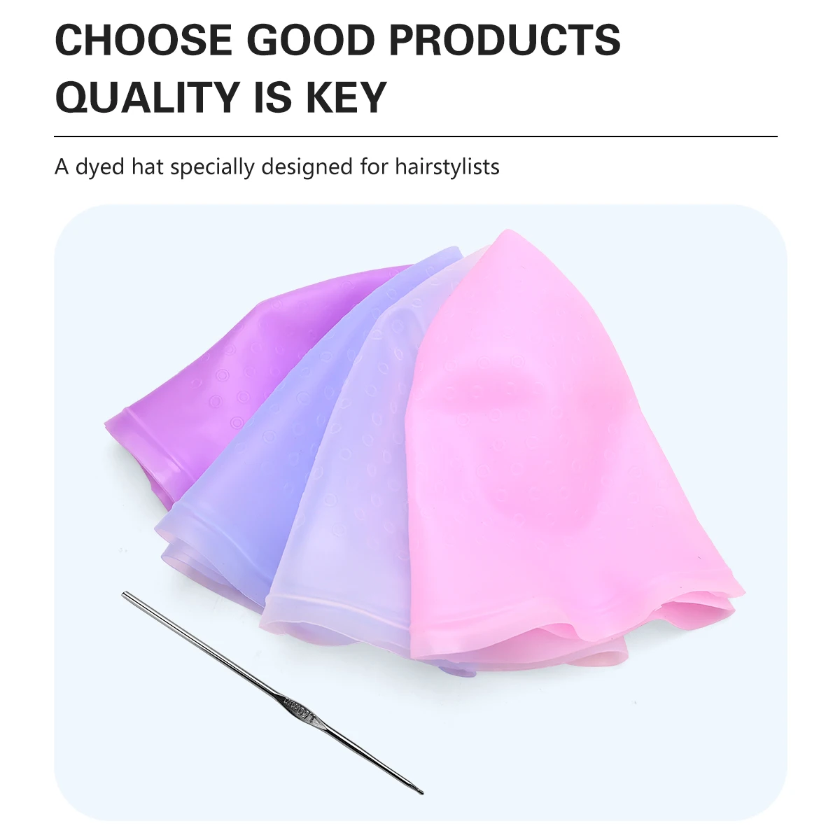 

Silicone Hair Coloring Cap Hook Needle Set Four Colors Professional Dyeing Tool Highlight Dyeing Frosting Dyeing Hat Barber