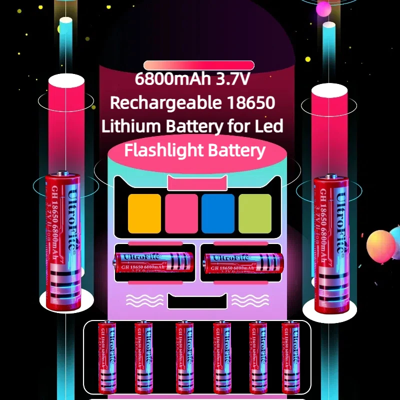 

6800mAh 3.7V Rechargeable 18650 Lithium Battery for Led Flashlight Battery