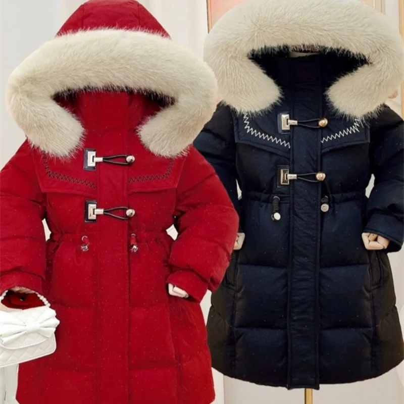 

Girls Coat Overcoat Jacket Windbreak Outerwear 2024 Plush Winter Autumn Warm Cotton Christmas Gift Children's Clothing