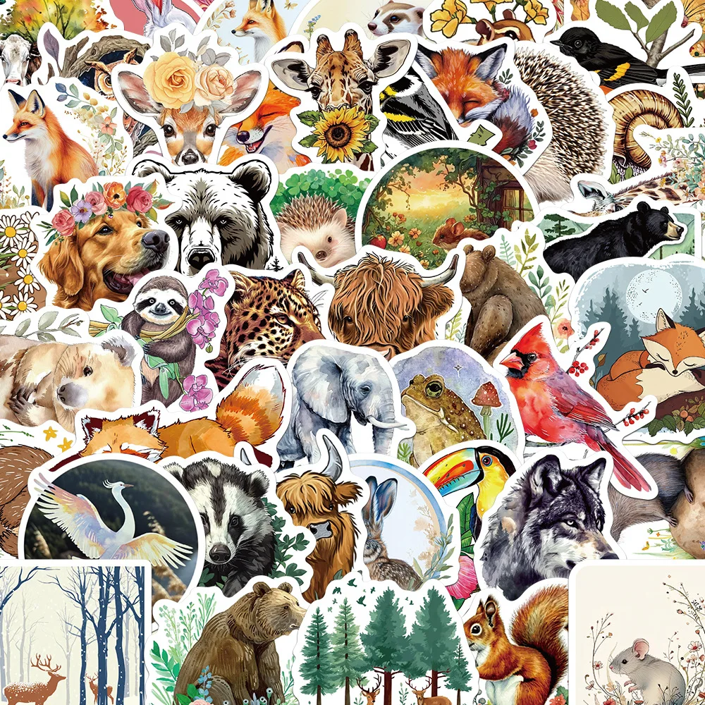 10/30/50Pcs Cute cartoon forest animals Sticker For Snowboard Laptop Luggage Car Fridge DIY Styling Vinyl Sticker