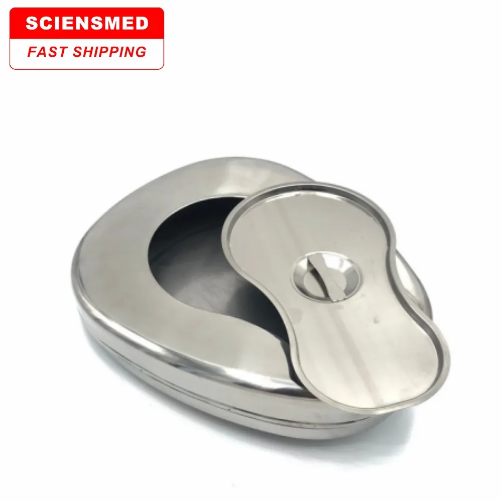 SCIENSMED Easy to Clean Stainless Steel Bed Pans with Cover