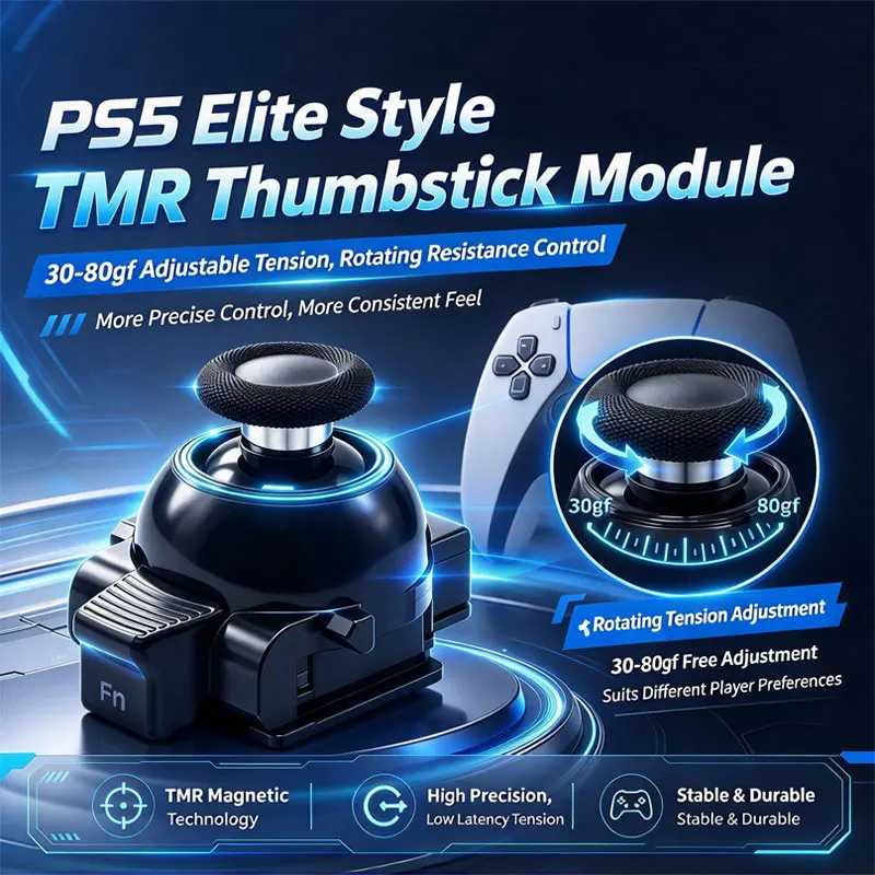 PS5 Edge Controller TMR Joystick Module, Adjustable Damping Thumbstick, Plug & Play Replacement Repair Accessory for Besavior