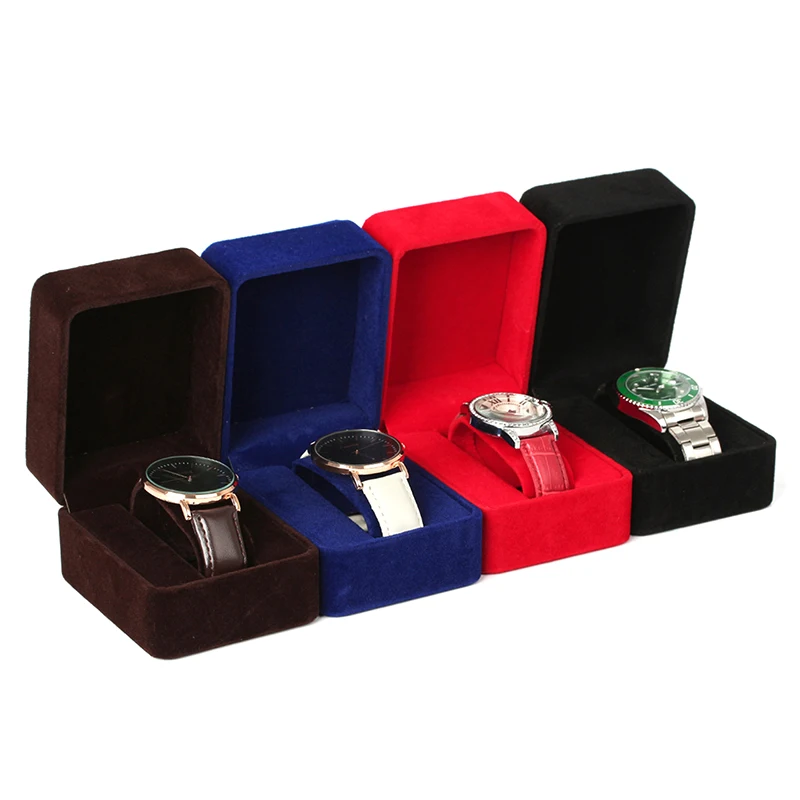 1PC Flannelette Watch Box With Pillow Jewelry Storage Case Round Corner Smartwatch Organizer Display Gift Packaging