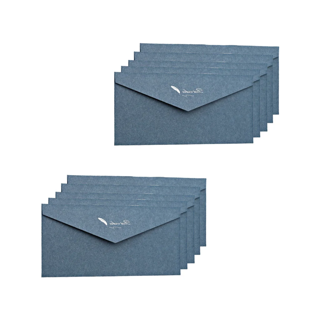 

10 шт. конвертов из крафт-бумаги с золотой фольгой, классический ретро-стиль, пустые конверты для юбилеев, выпускных, церемоний Кинсеанера, темно-синие