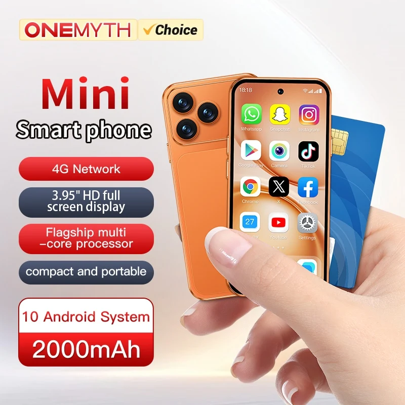 ONEMYTH A19 Pro 4G Mini Smartphone 3.95 Inches Android 10 System 2GB RAM 16GB ROM Dual SIM Standby 2000mAh Battery Small Phone