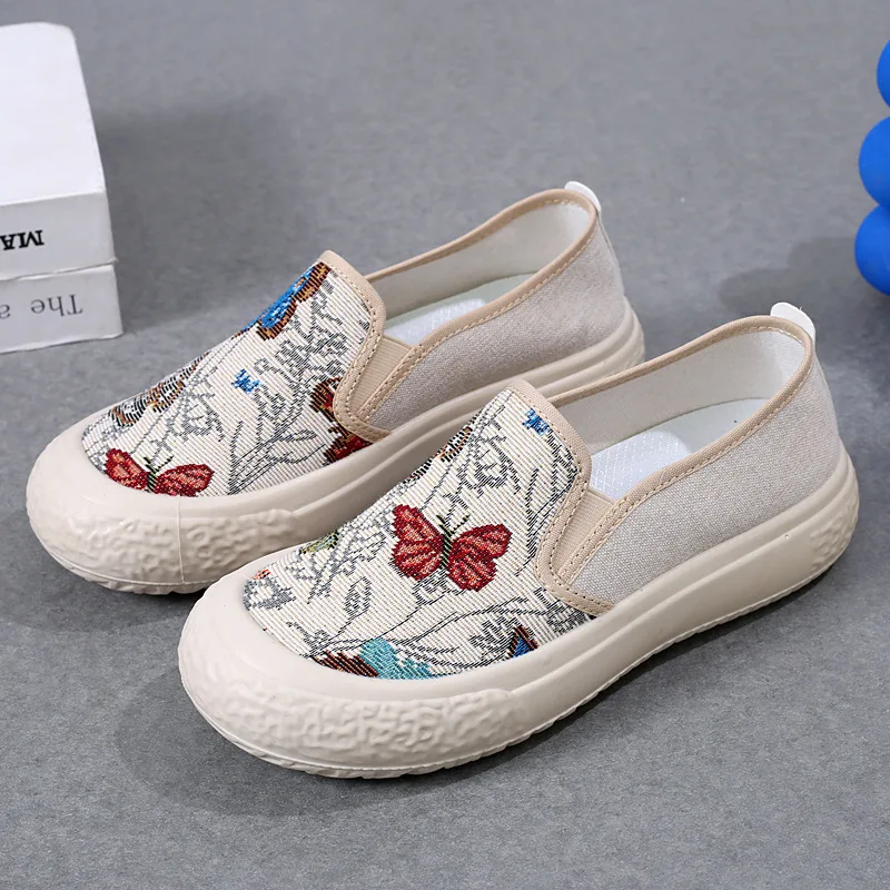 2024 New Shoes For Woman Vulcanize Shoes Spring Round Flats Toe Butterfly Shoes Ladies Platform Casual Sneakers Zapatilla