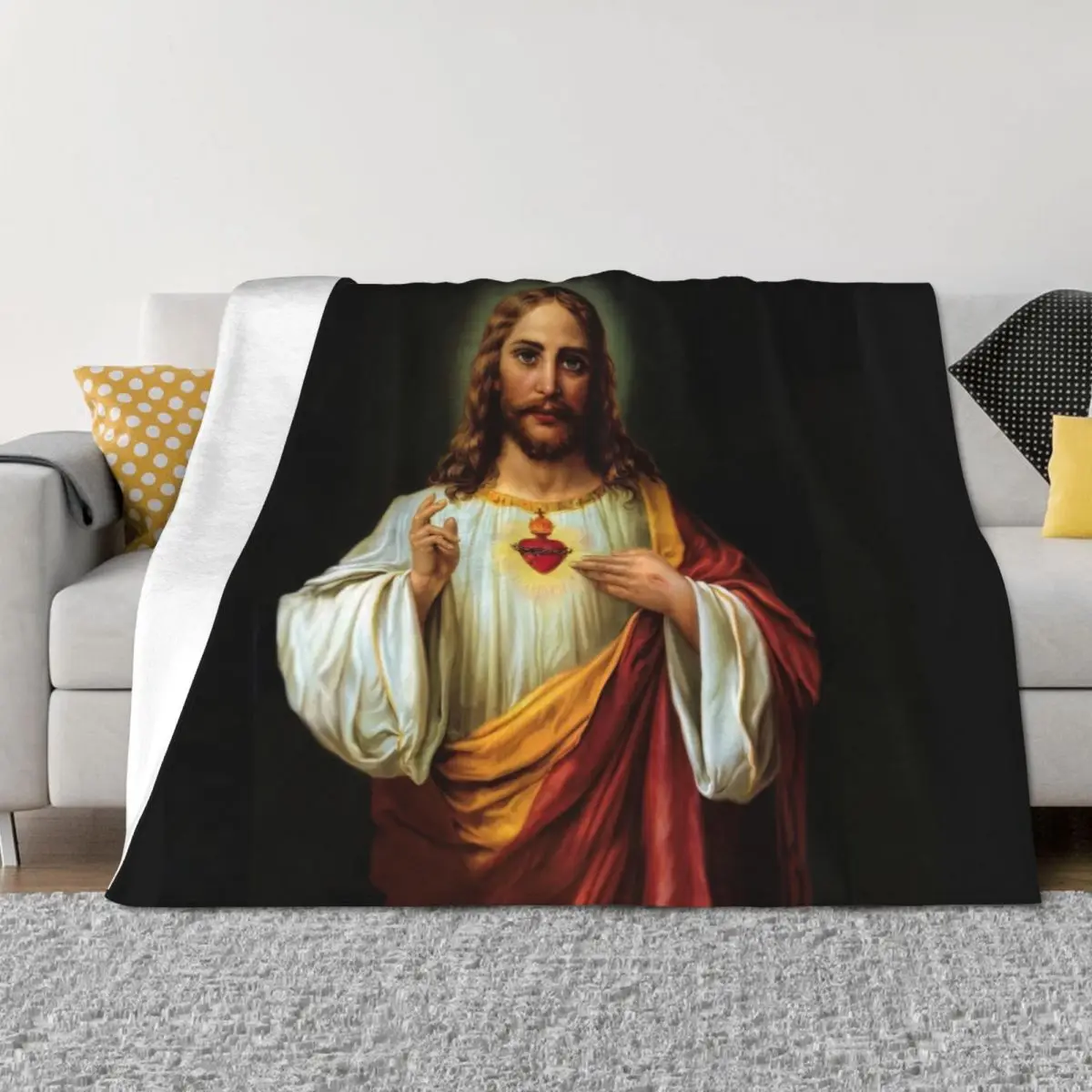 

Sacred Heart of Jesus Catholic Traditional Throw Blanket sofa bed warm for winter Quilt Sleeping Bag Blankets