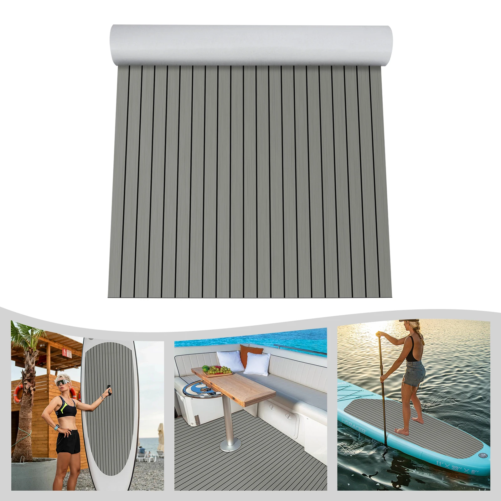 حصيرة سطح القارب غير القابلة للانزلاق من مادة EVA، مقاس 94 × 47 بوصة، مقاومة للماء والأشعة فوق البنفسجية، حصيرة أرضية قارب EVA مع دعم لاصق