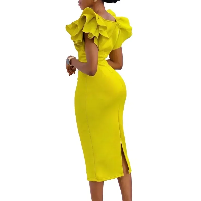 Africa Clothing African Party Evening Dresses for Women Summer Elegant African Square Collar Short Sleeve Bodycon Dress Outfits