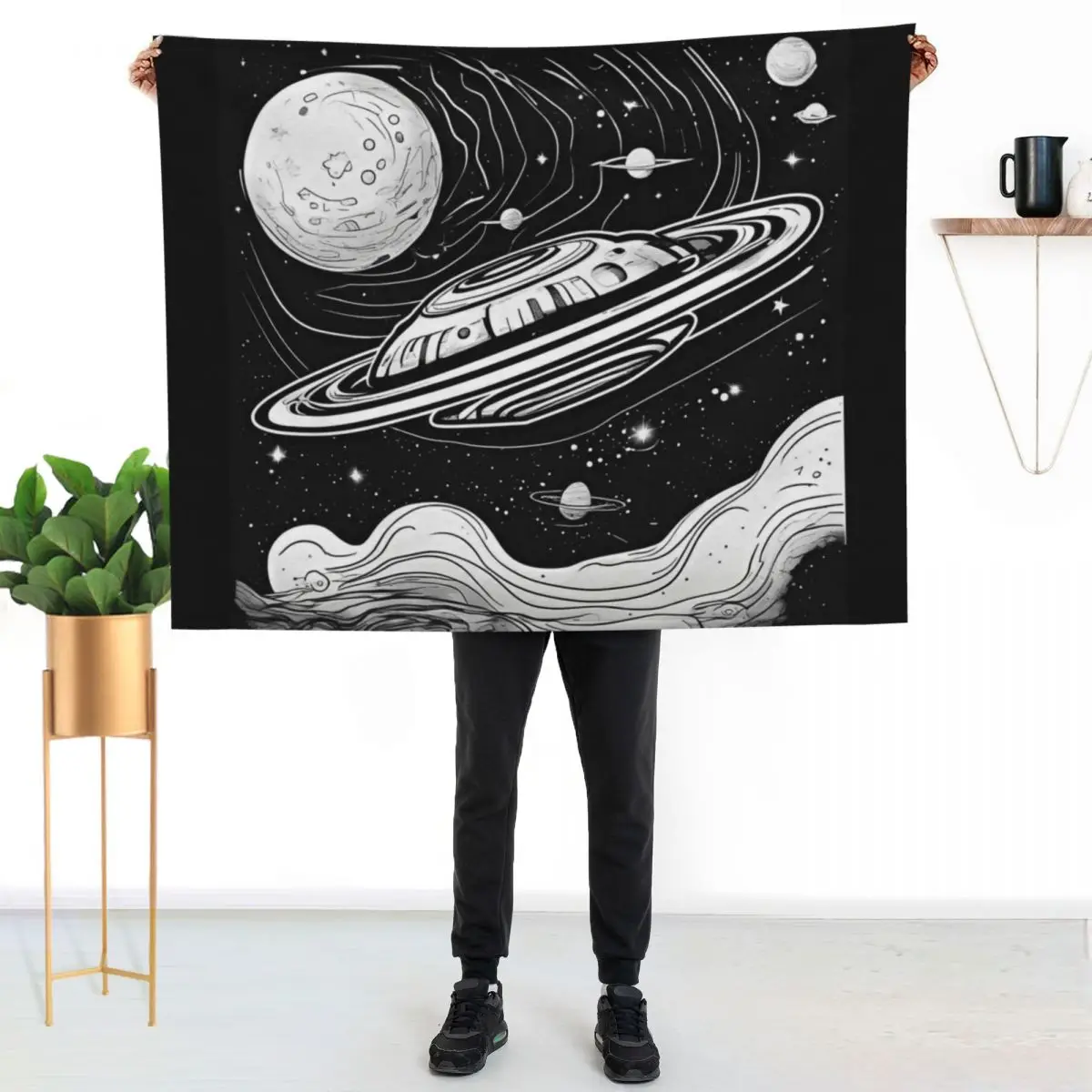 Interstellar journey Throw Blanket Decoratives Weighted Retros Decorative Sofa Quilt Plaid Blankets