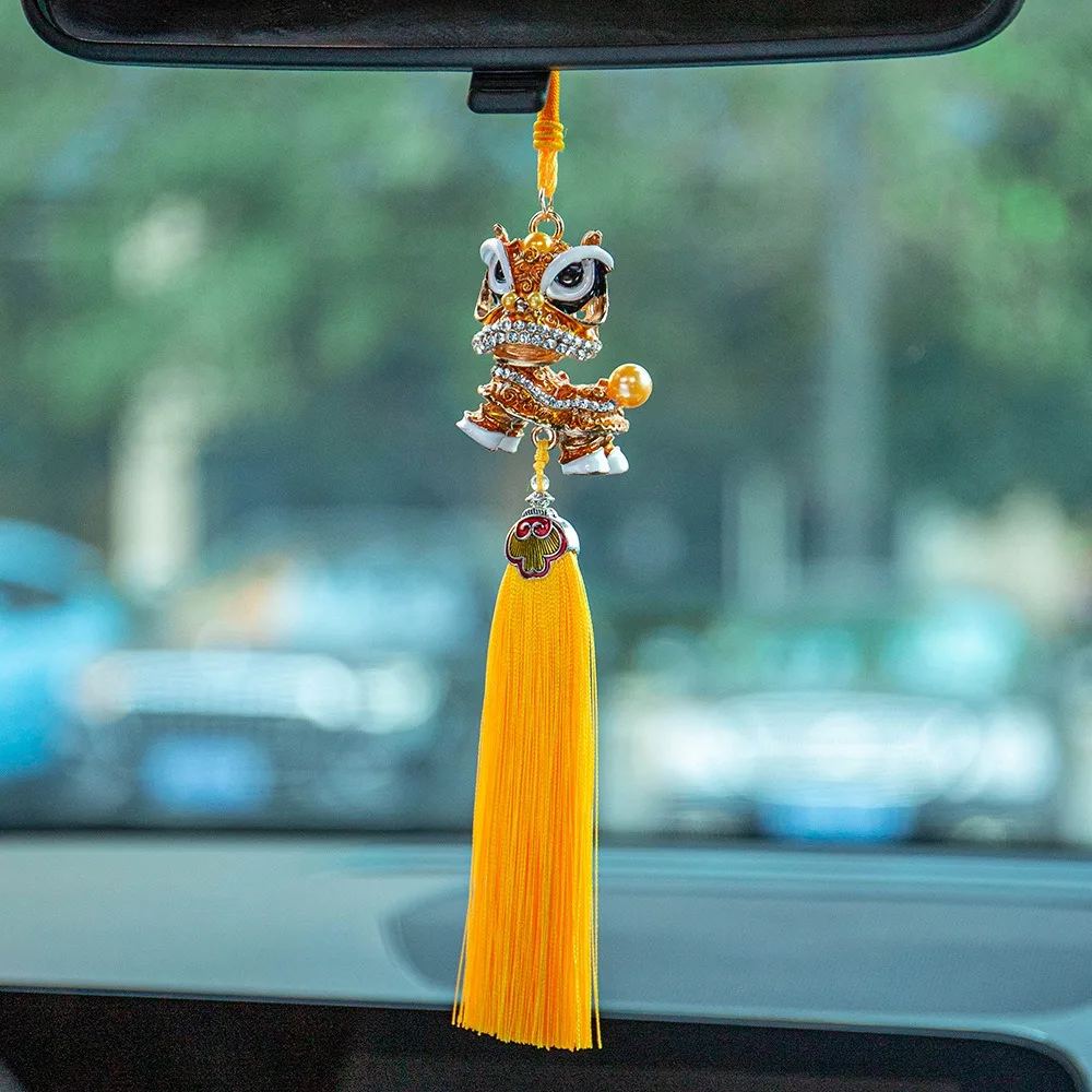 

Tassel Lion Dance Creative Ornaments Chinese Style Lucky Lion Dance Car Pendant Creative Ancient Mascot Lion Wake Keychain