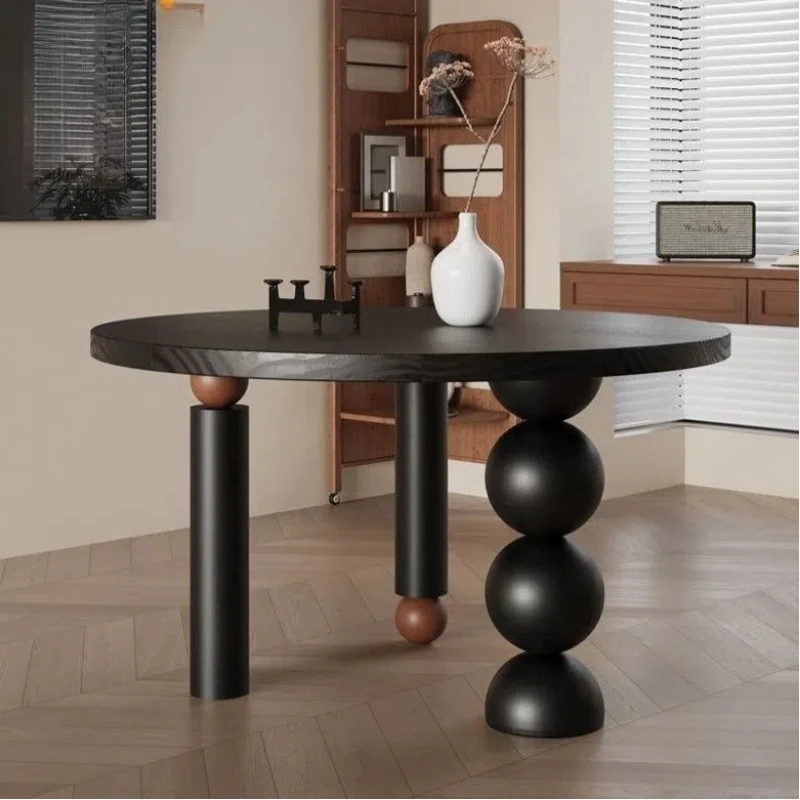 

Turntable Mobile Dining Table Restaurant Conference Kitchen Round Solid Wood Dining Table Center Mesa Redonda Luxury Furniture