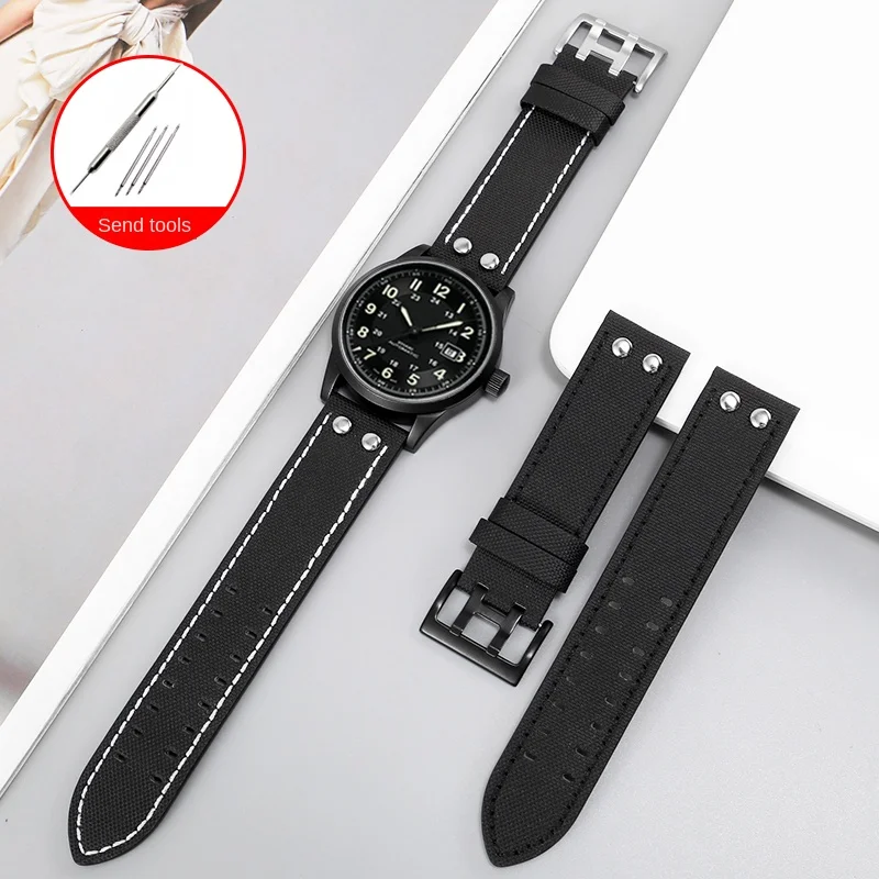 

Canvas Watchband With Substitute For khaki Air Breitling Avenger Aeries Double-hole Waterproof Nylon Strap 20/22mm