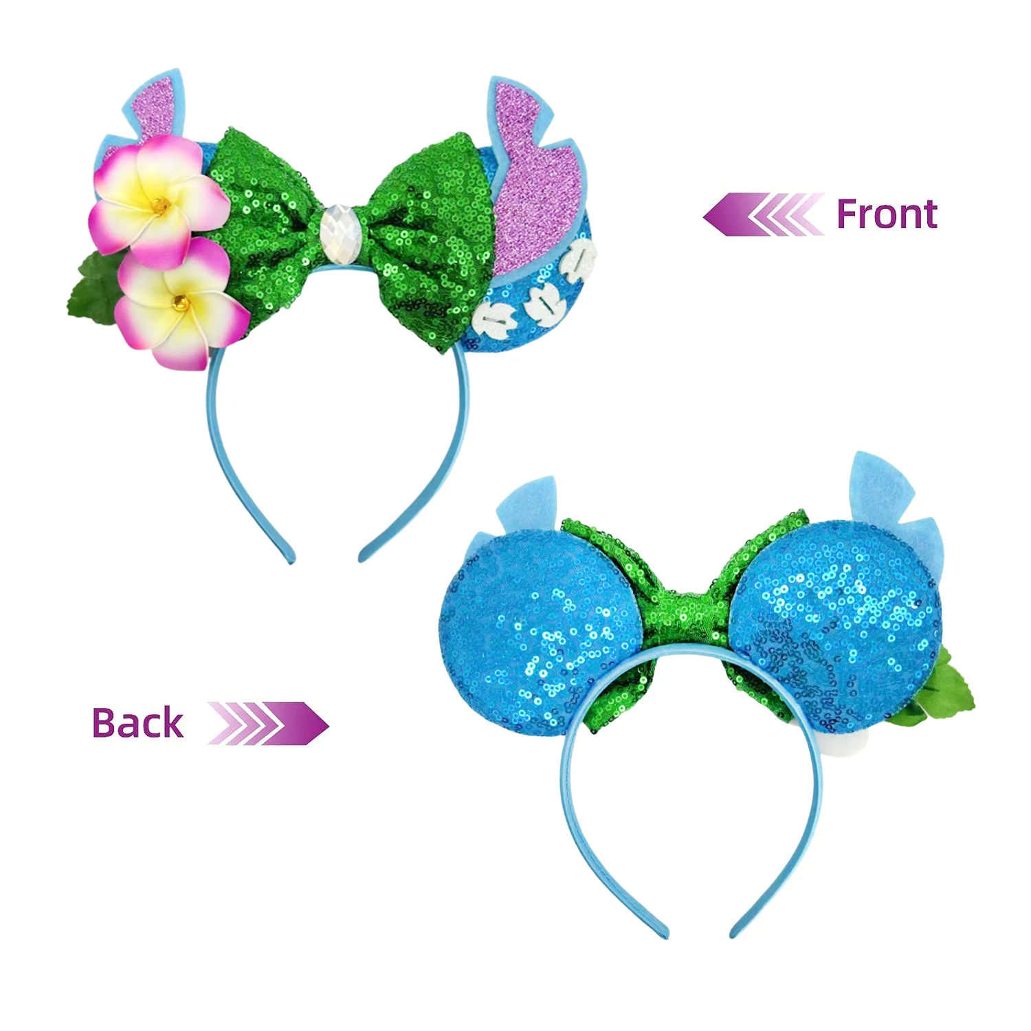 Lilo Stitch Mickey Mouse Ears Headbands Women Party Hair Accessories Cartoon Headband for Girls Kids Sequins Bow Hairband