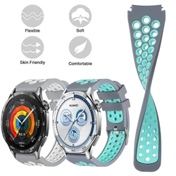 Two Tone Band for Huawei Watch GT5 46mm Porous Silicone Silver Buckle Strap Compatible with Huawei GT4 GT3 GT2 GT 46mm
