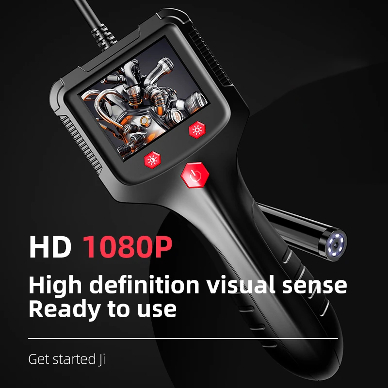 Industrial Endoscope Camera 2.4 Inch IPS Screen HD 1080P LED Light 30M Sewer Inspection Borescope Waterproof Detector Borescope