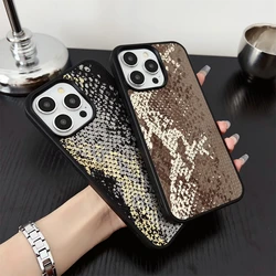 Luxury Black Gold Snake leather gilding Case protection for iPhone 16 15 14 13 12 11 14 Pro Max XS XR 7 8 Plus X SE Coque