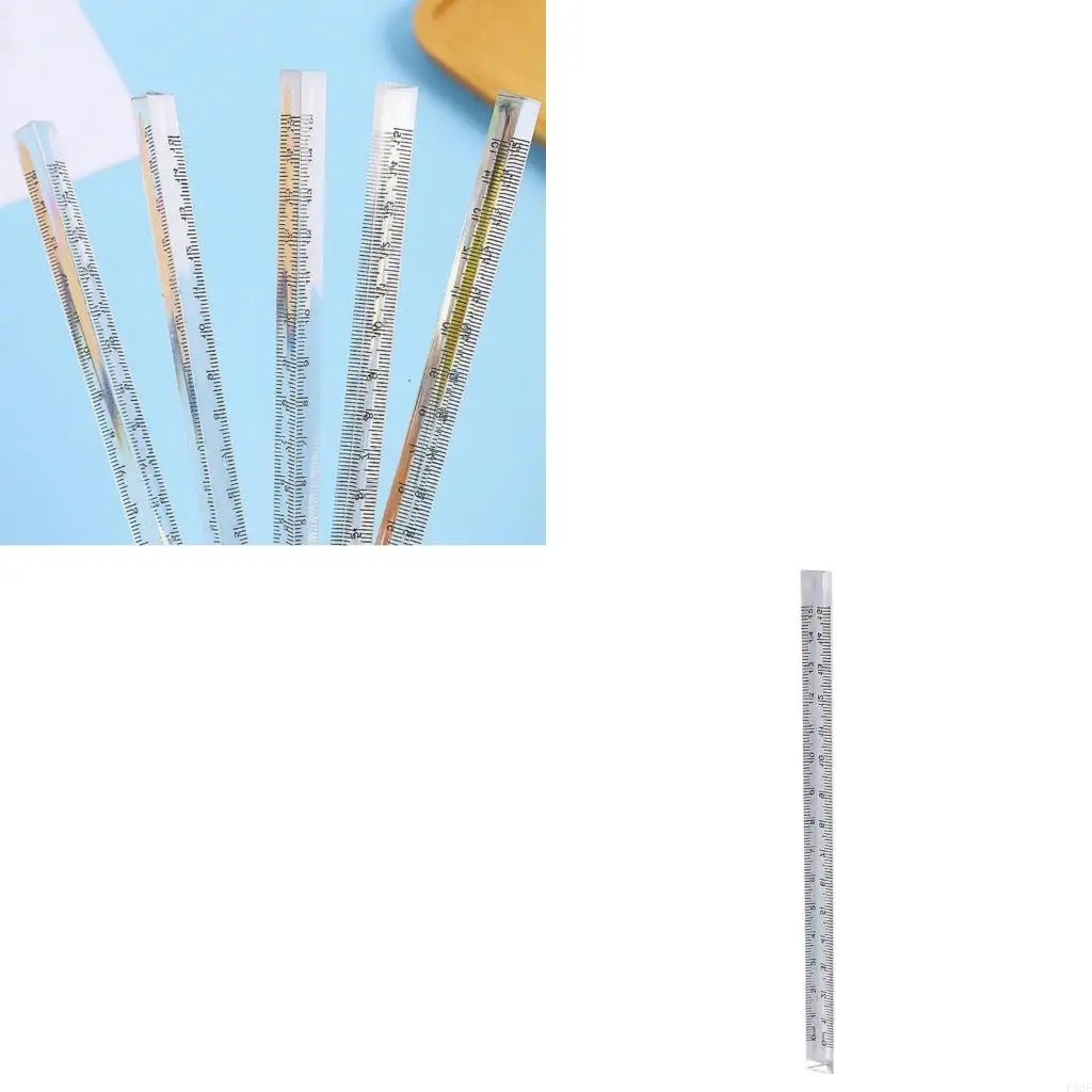 P82E Drawing Measuring Tools Triangles Ruler Straight Measuring Ruler Clear Drafting Ruler School Office Supplies 5.9in
