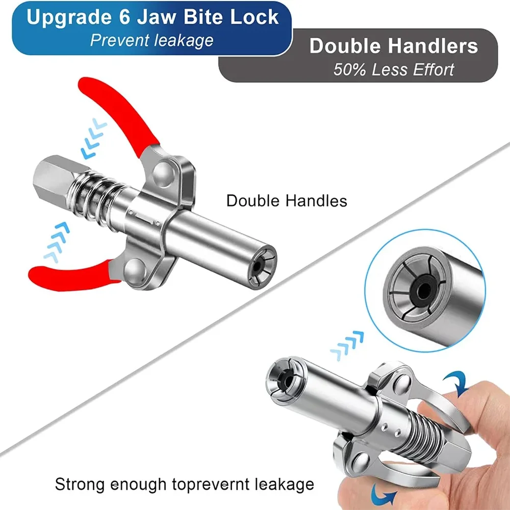 10000PSI Grease Gun Coupler NPTI/8 Oil Pump Quick Release Grease Nozzle Injector Lubricating Oil Grease Gun Car Auto Repair Tool