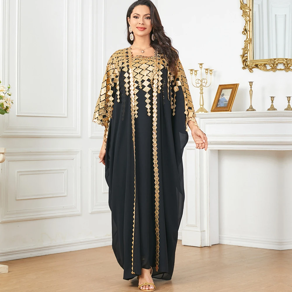 Eid Muslim Party Dress for Women Abaya with Inner Dress 2 Piece Set Jalabiya Ramadan Abayas Robe Caftan Vestidos Largos 2024