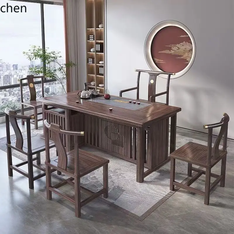 HXL Solid Wood Tea Table Home Simple Tea Table Full Set Tea Brewing Integrated