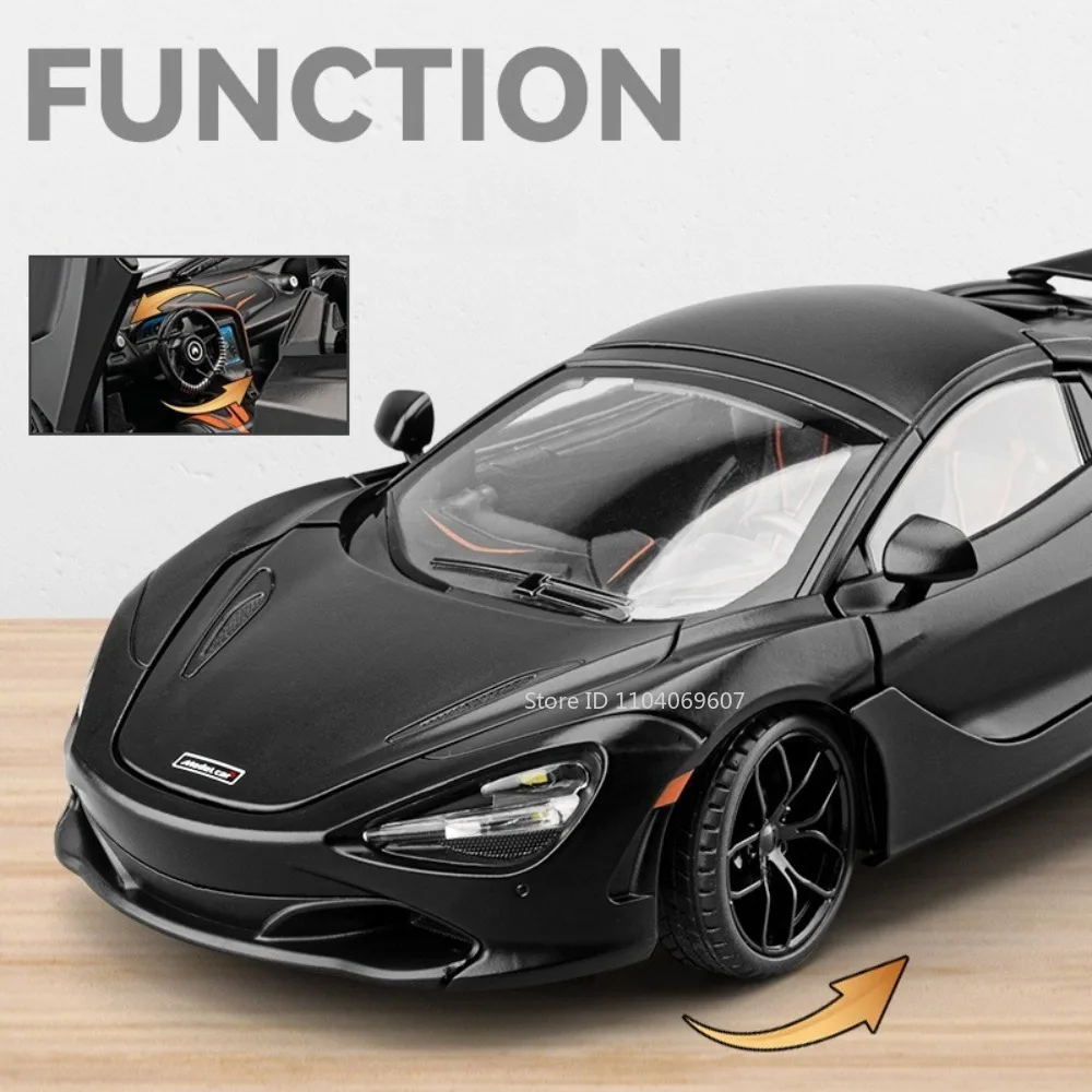 1:18 720S 918 Martini Toy Modello di auto sportive Pressofuso in lega Suono Luce Porte aperte Tirare indietro Simulazione Supercar per i regali dei ragazzi
