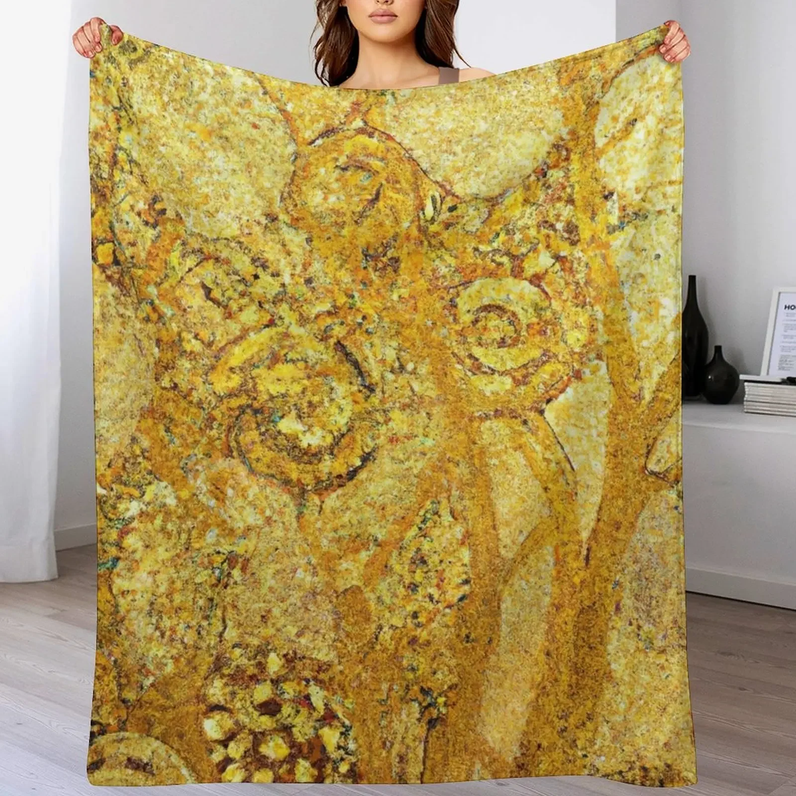

Gustav Klimt Gold Floral Throw Blanket Winter beds Personalized Gift anime Soft Plush Plaid Blankets