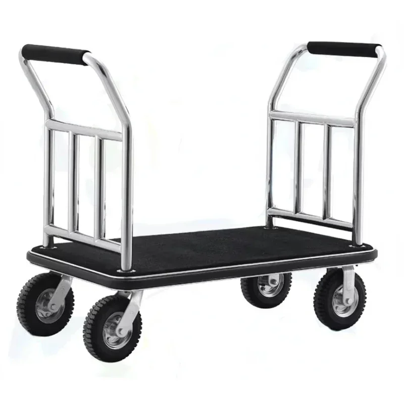 

Lobby Concierge Luggage Trolley Armrest Covered with Leather Quiet with 8-Inch Wheels for Hotel Luggage Trolley
