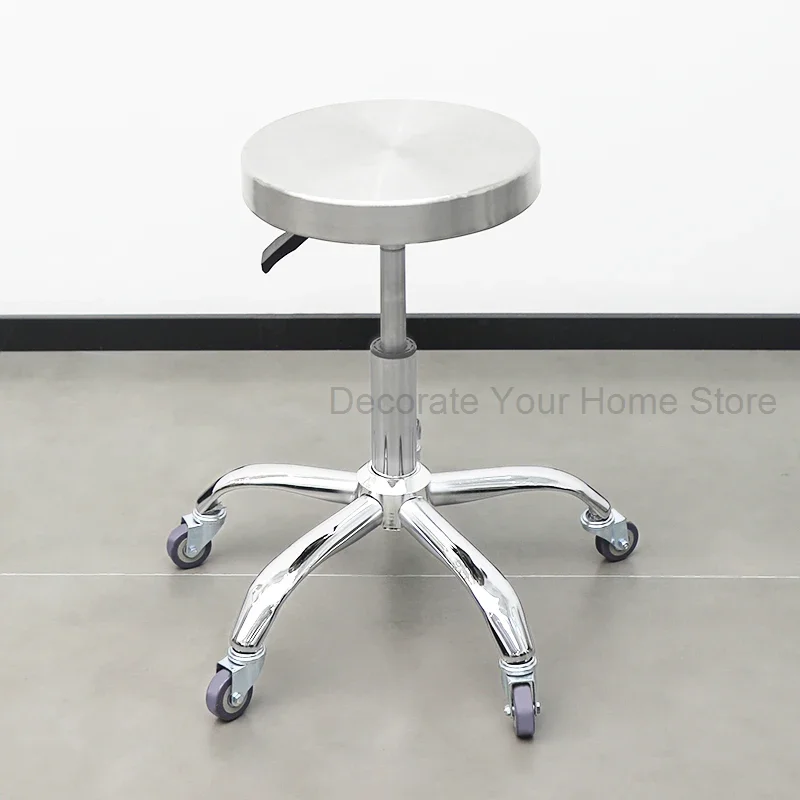 

Stainless Steel Beauty Stools Hair Salon Chairs Lifting and Lowering Workbenches Hair Salon Manicure Swivel 미용실의자 Furniture AA