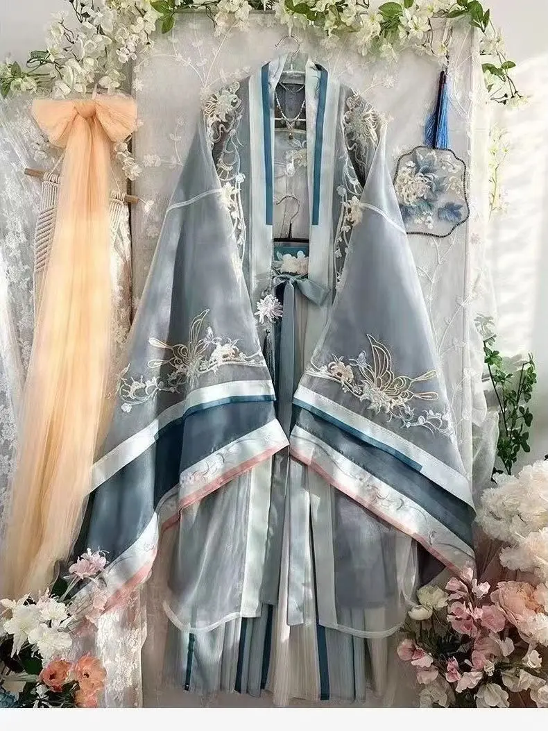 Women's Chinese Hanfu Dress Set with Printed Large Sleeve Shirt Carnival Fairy Cosplay Dancewear 2026 Style