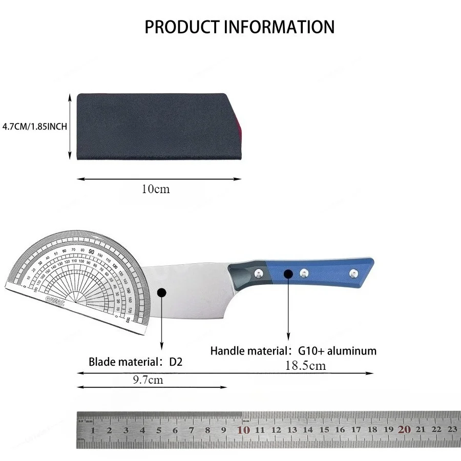D2 Steel Straight Knife G10 + Aluminum Handle High-Strength Outdoor Knife Camping Emergency Carry Tool Knife Men's Gift
