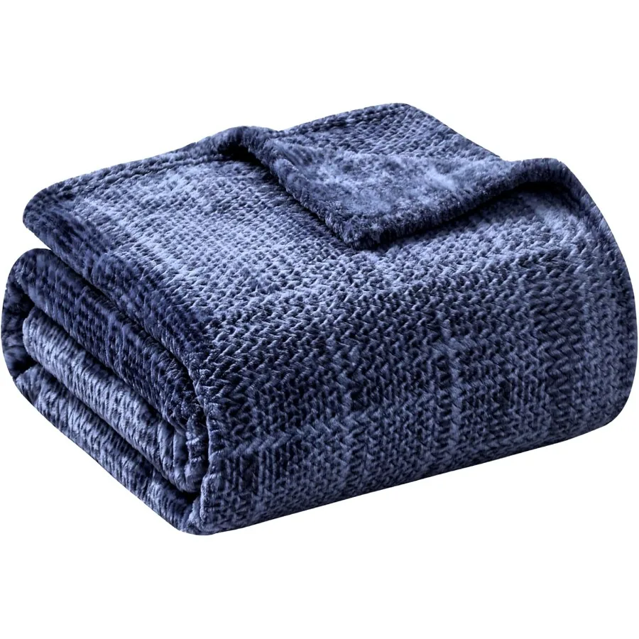 

Cozy 3D Jacquard Navy Blue Fleece Throw Blanket 50x60 Perfect for Living Room Sofa Bedroom Lounge or Outdoor Relaxation Soft Wa